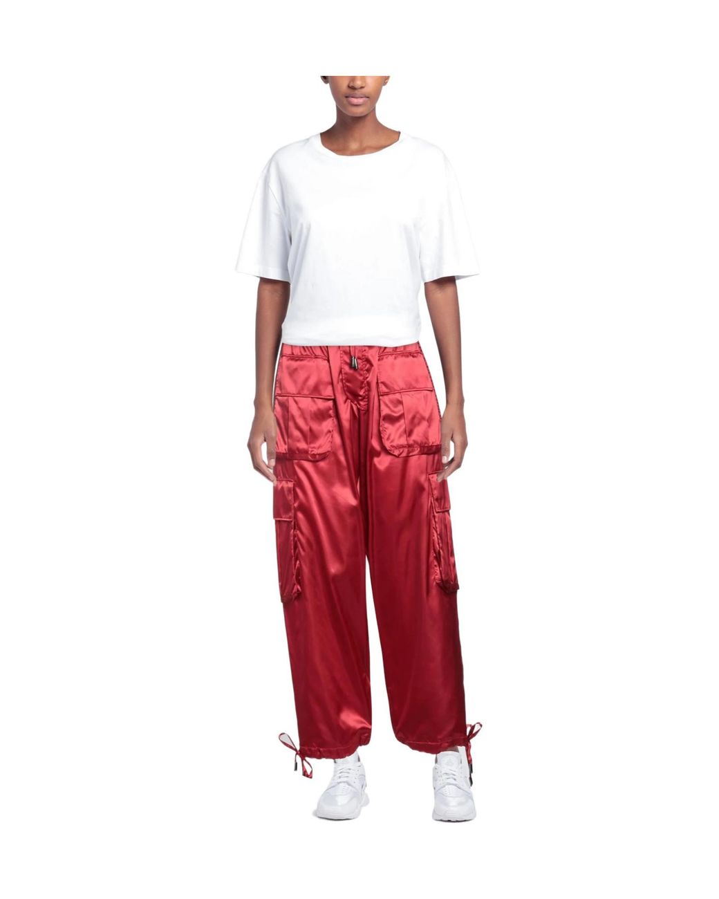 Dolce & Gabbana Red Minimalist Satin Trousers