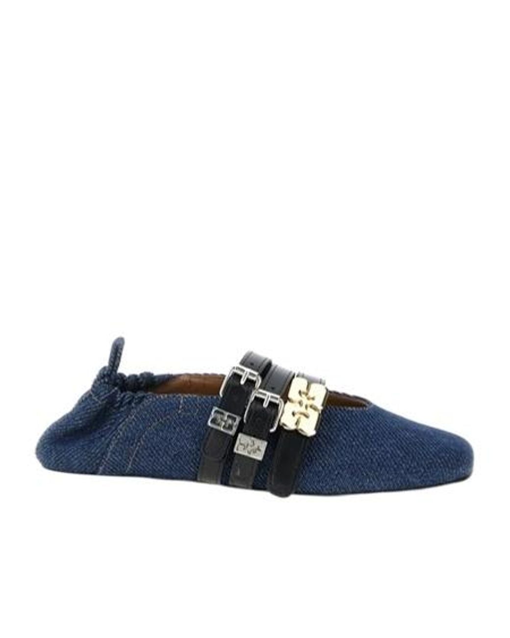 Ganni Blue Sue Triple Denim Ballerinas