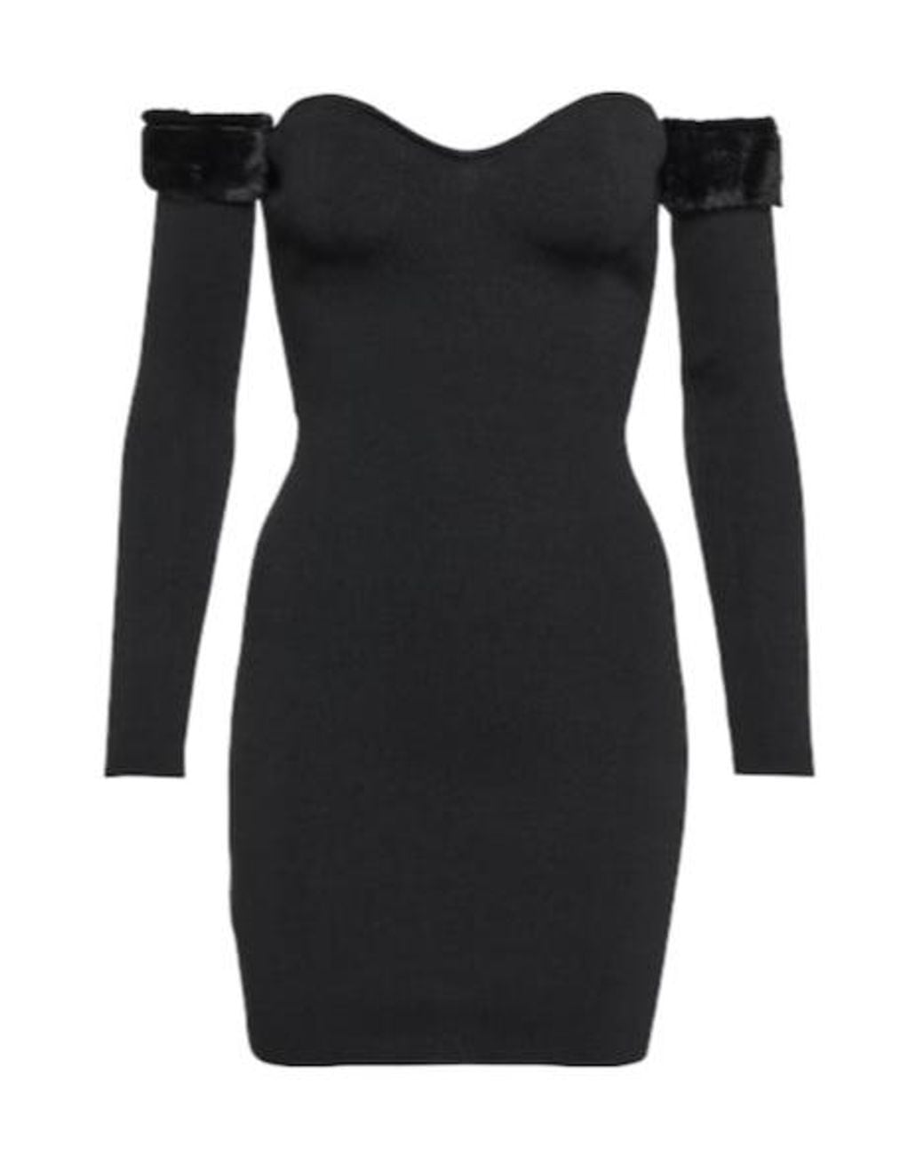 Staud Black Josee Faux Fur-Trimmed Minidress