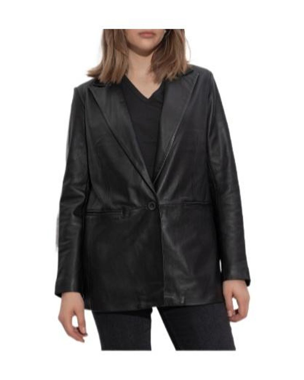 AllSaints Black Deri Leather Blazer