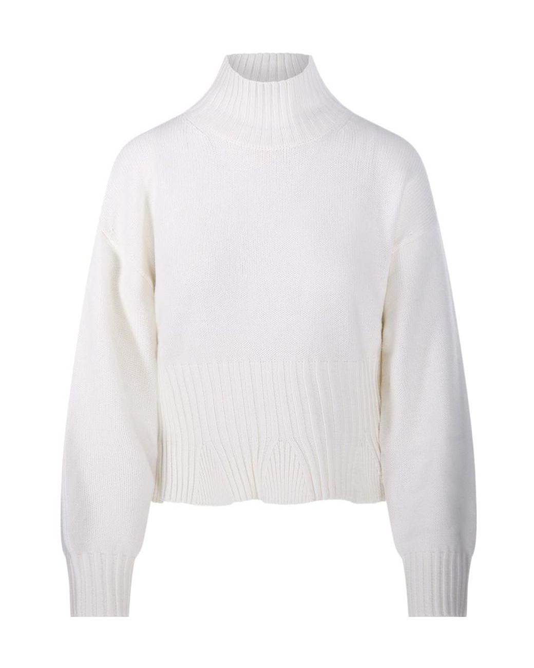 Allude White Mockneck Cropped Knitted Jumper