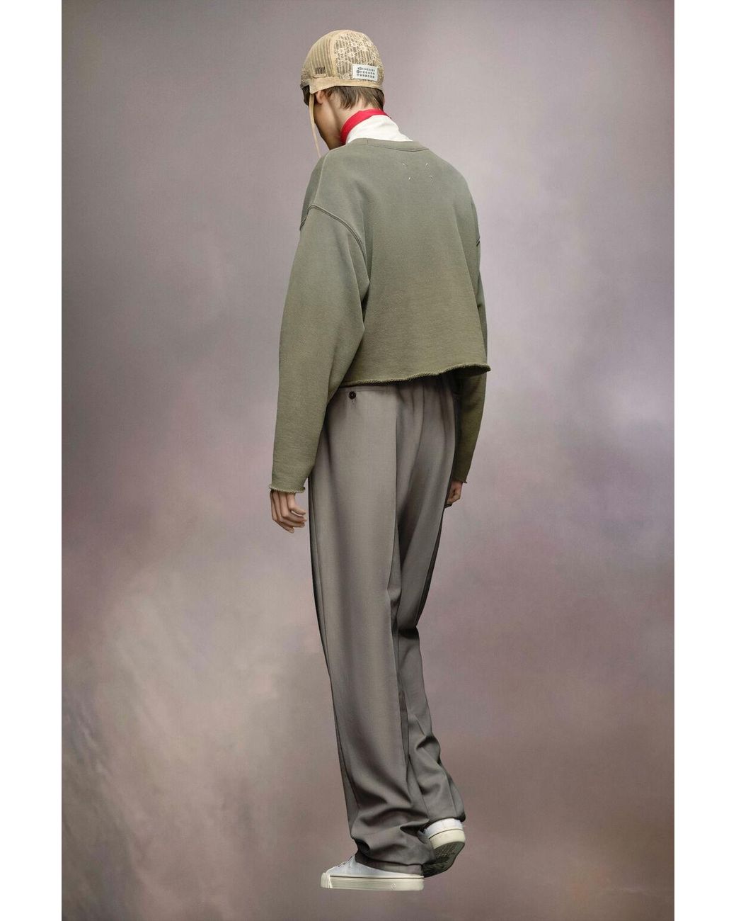 Maison Margiela Green Logo Patch Cropped Sweatshirt