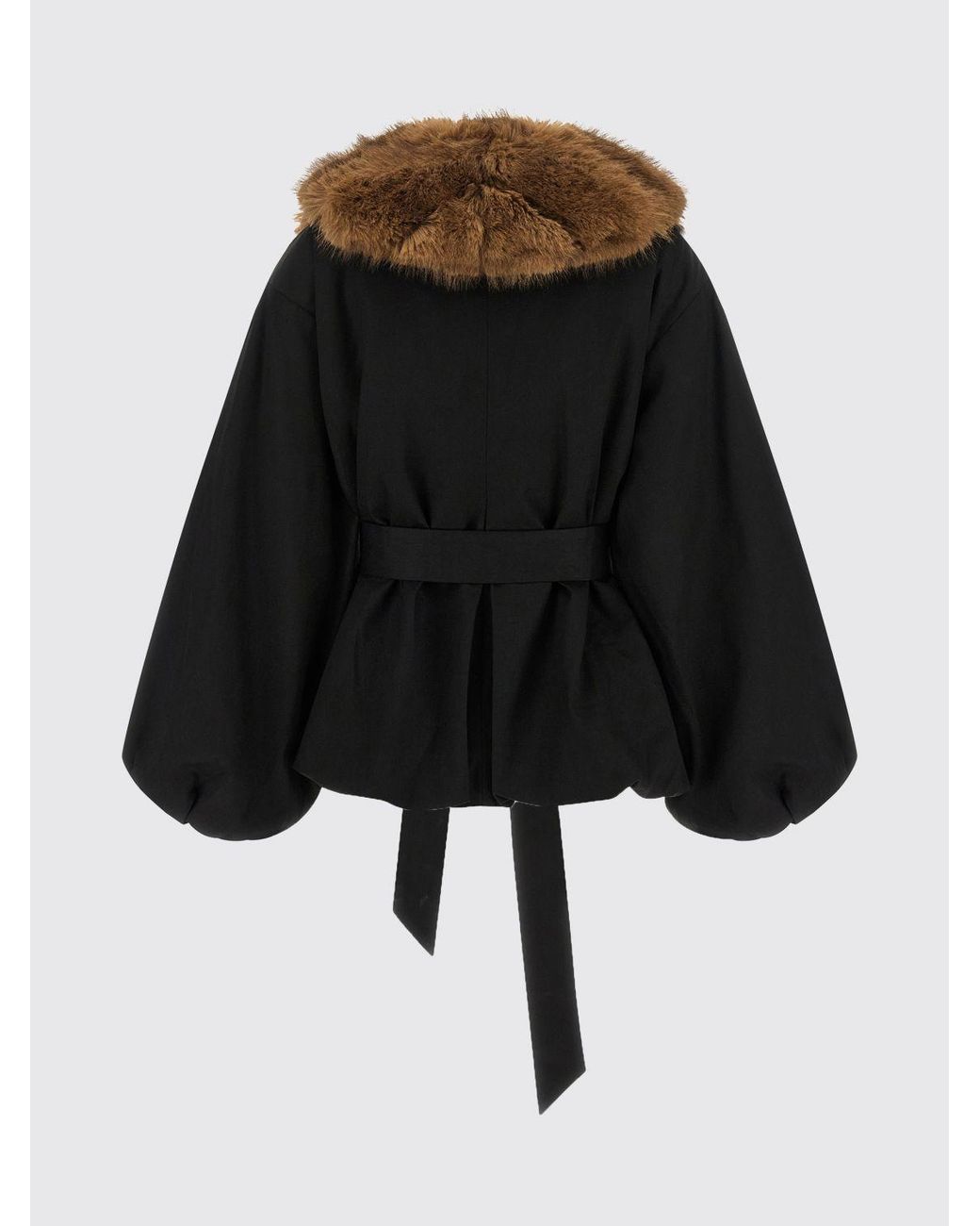 ROTATE BIRGER CHRISTENSEN Black Faux Fur Collar Peplum Jacket