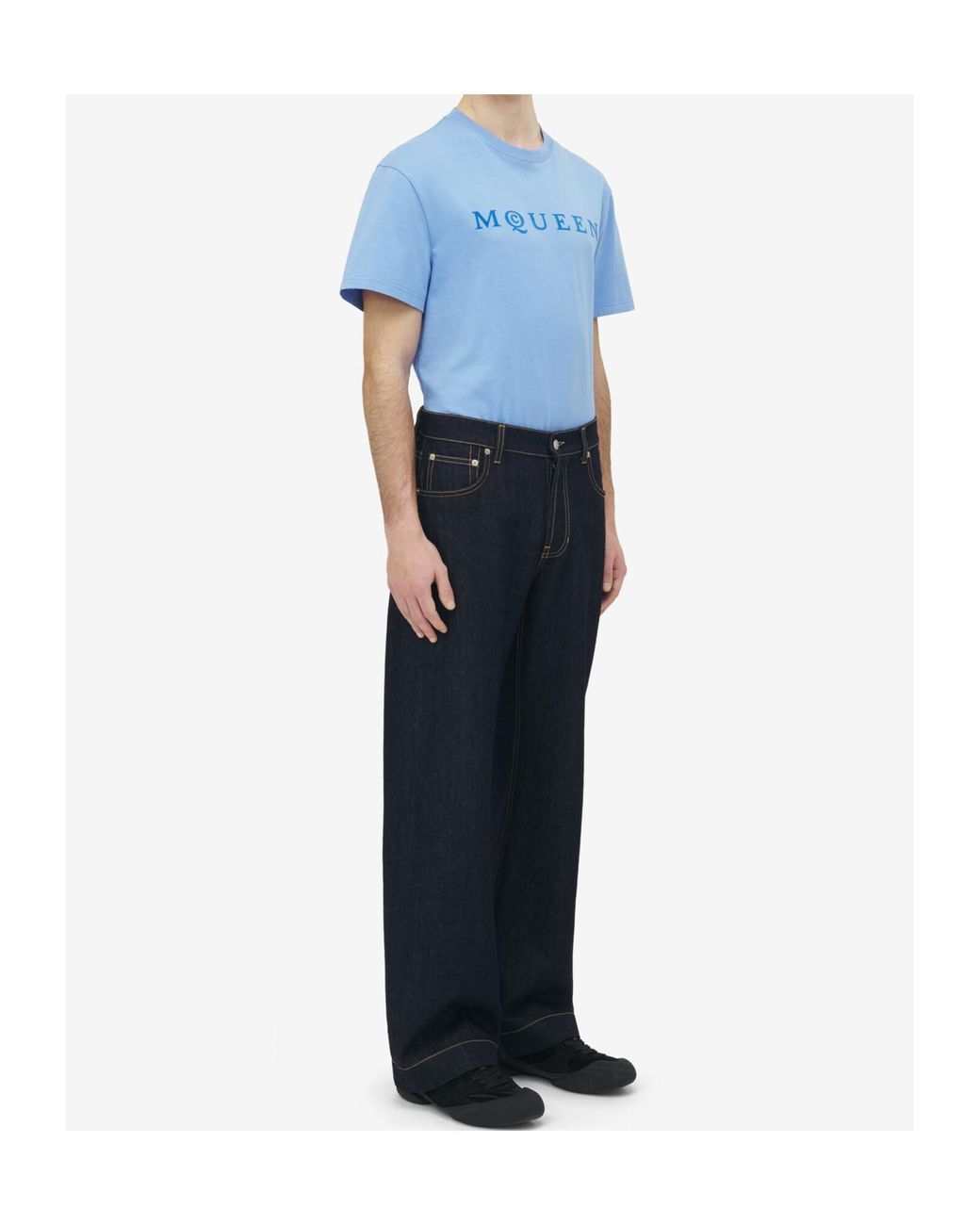 McQueen Blue Wide-Leg Jeans for men