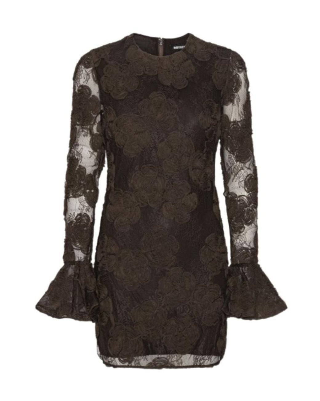 ROTATE BIRGER CHRISTENSEN Black Rositana 3D Floral Lace Mini Dress