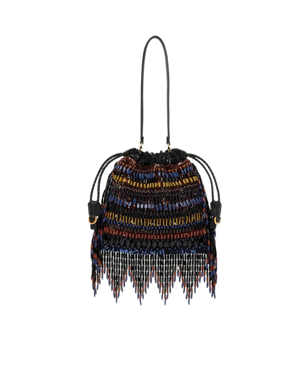 Etro Black Kalispera Beaded Fringe Shoulder Bag
