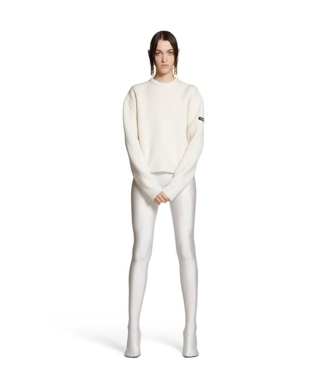 Balenciaga White Logo Patch Knitted Jumper