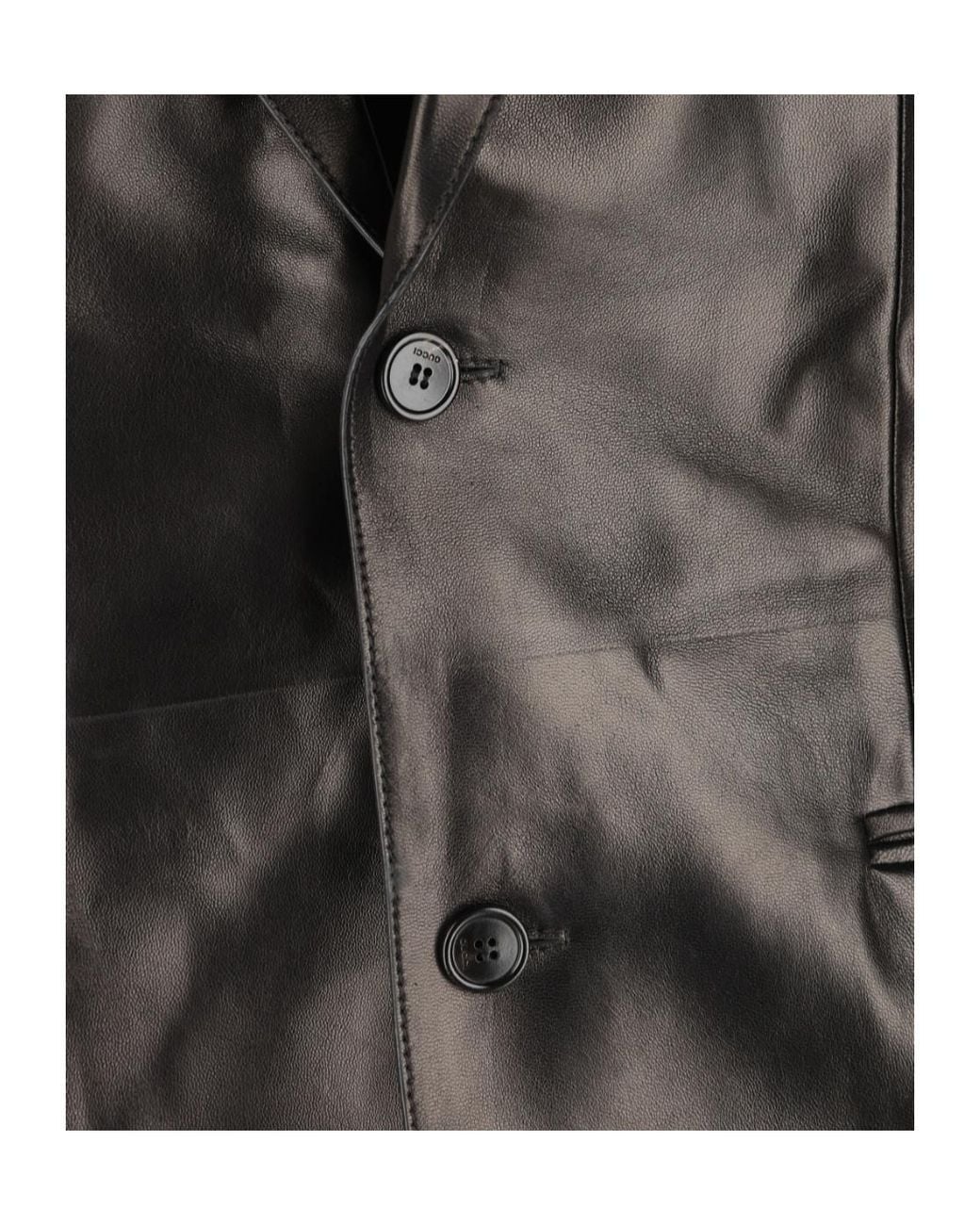 Gucci Black Long Sleeve Leather Blazer