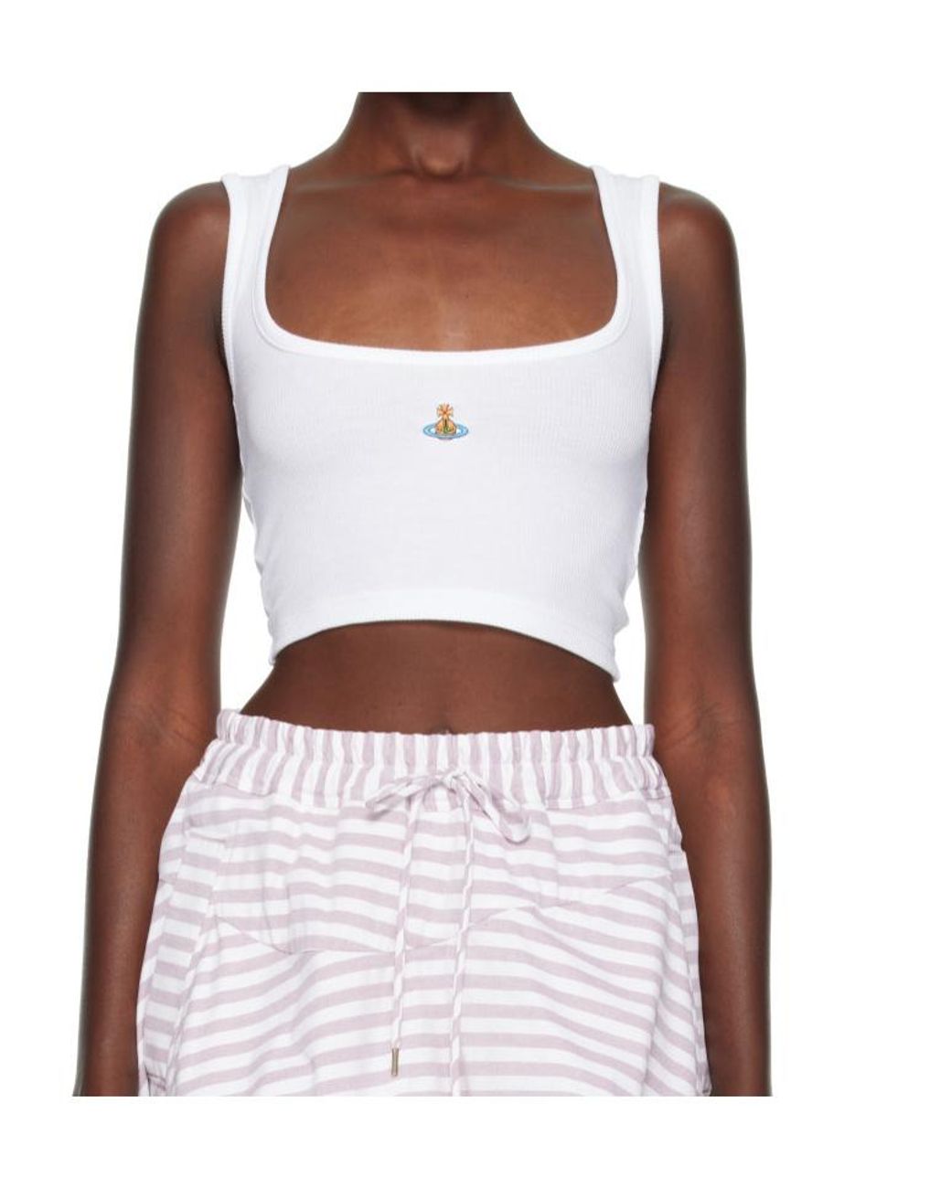 Vivienne Westwood Blue Cropped Logo Tank Top