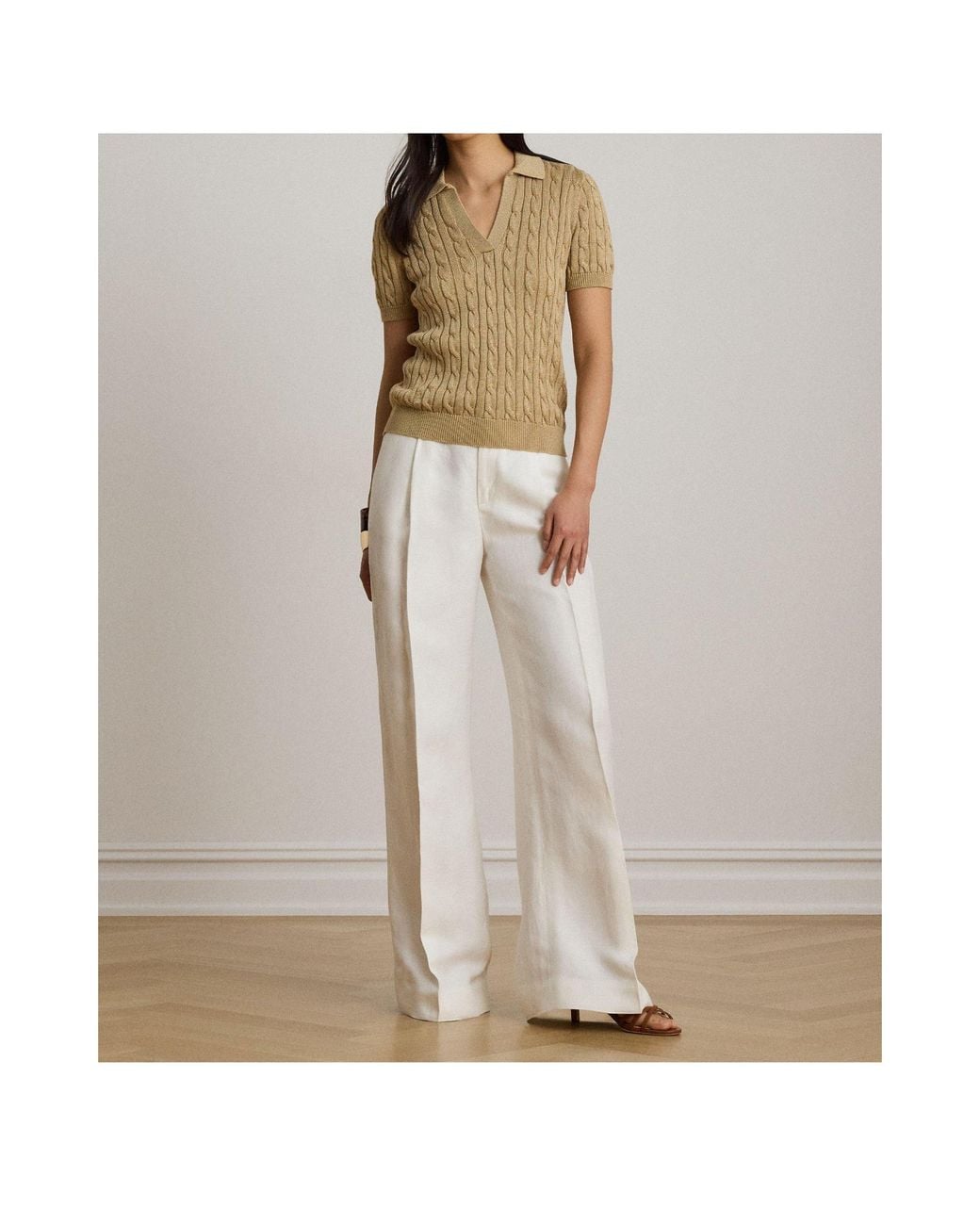 Ralph Lauren Natural Knitted Short Sleeve Polo Shirt