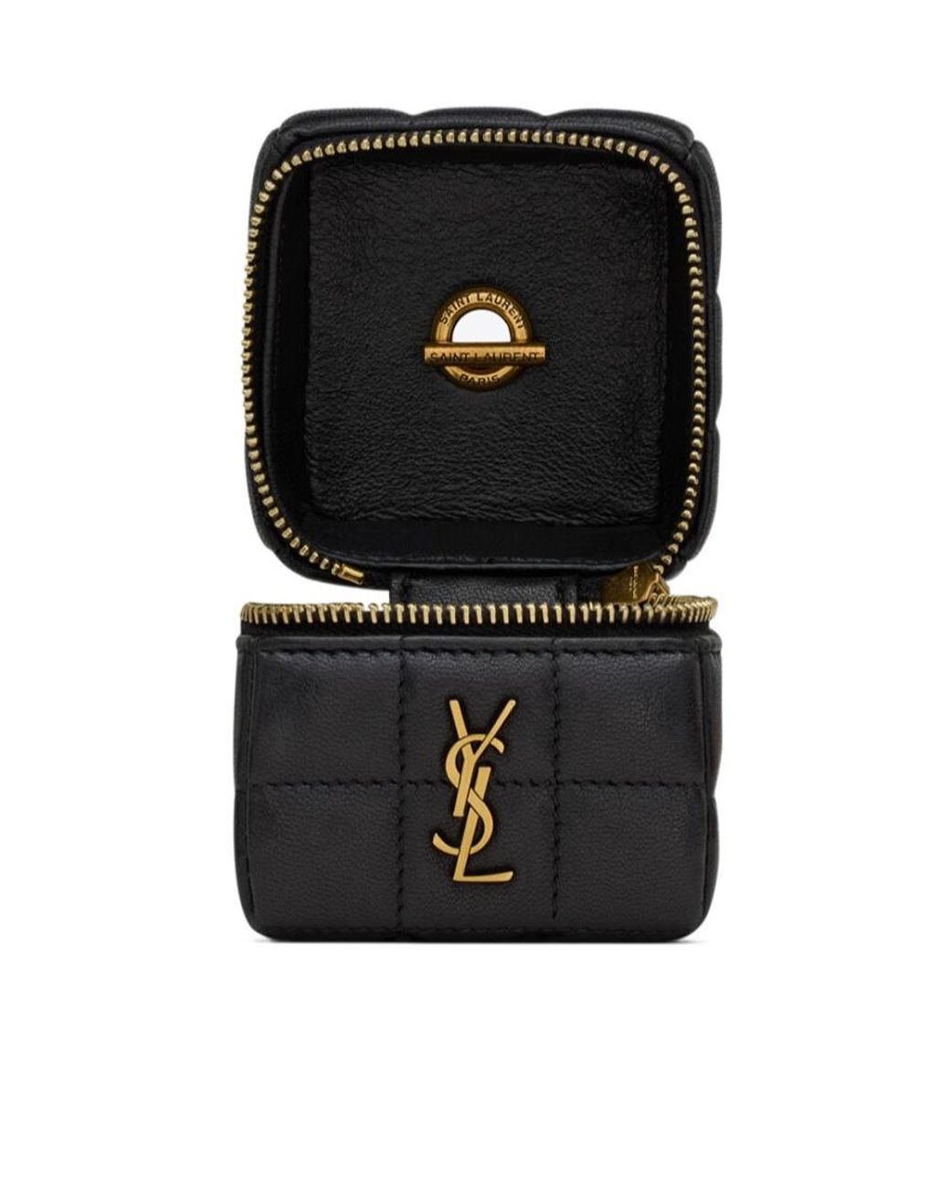 Saint Laurent White Cassandre Matelassé Carré Mini Cube On Chain