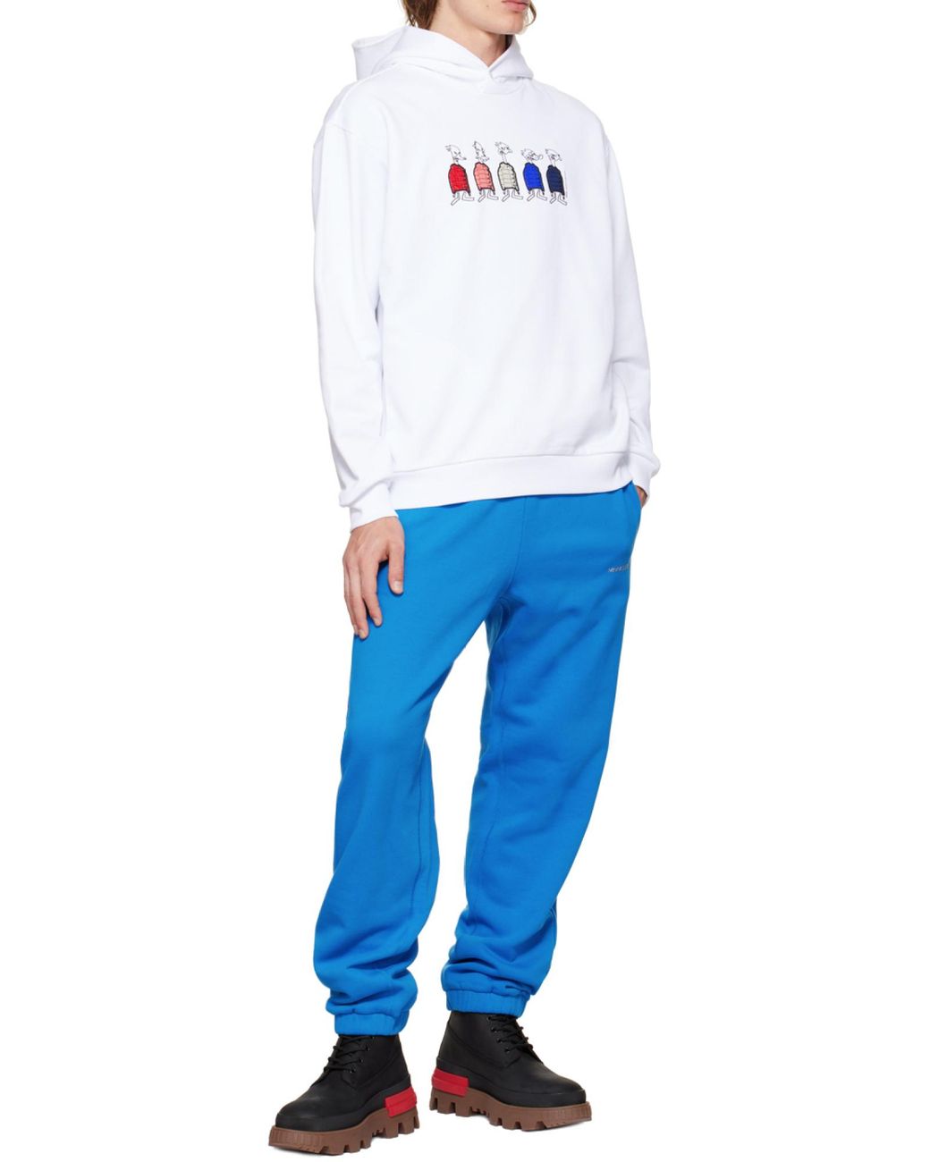 Moncler White Duck-Print Cotton Hoodie for men