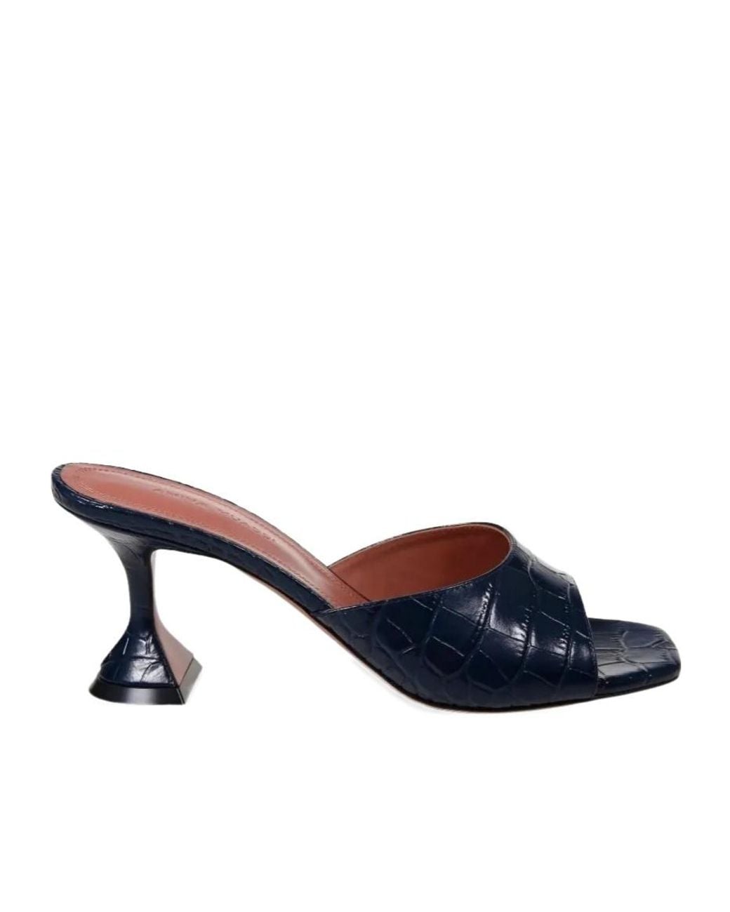 AMINA MUADDI Blue Crocodile-Embossed Cutout Sandals