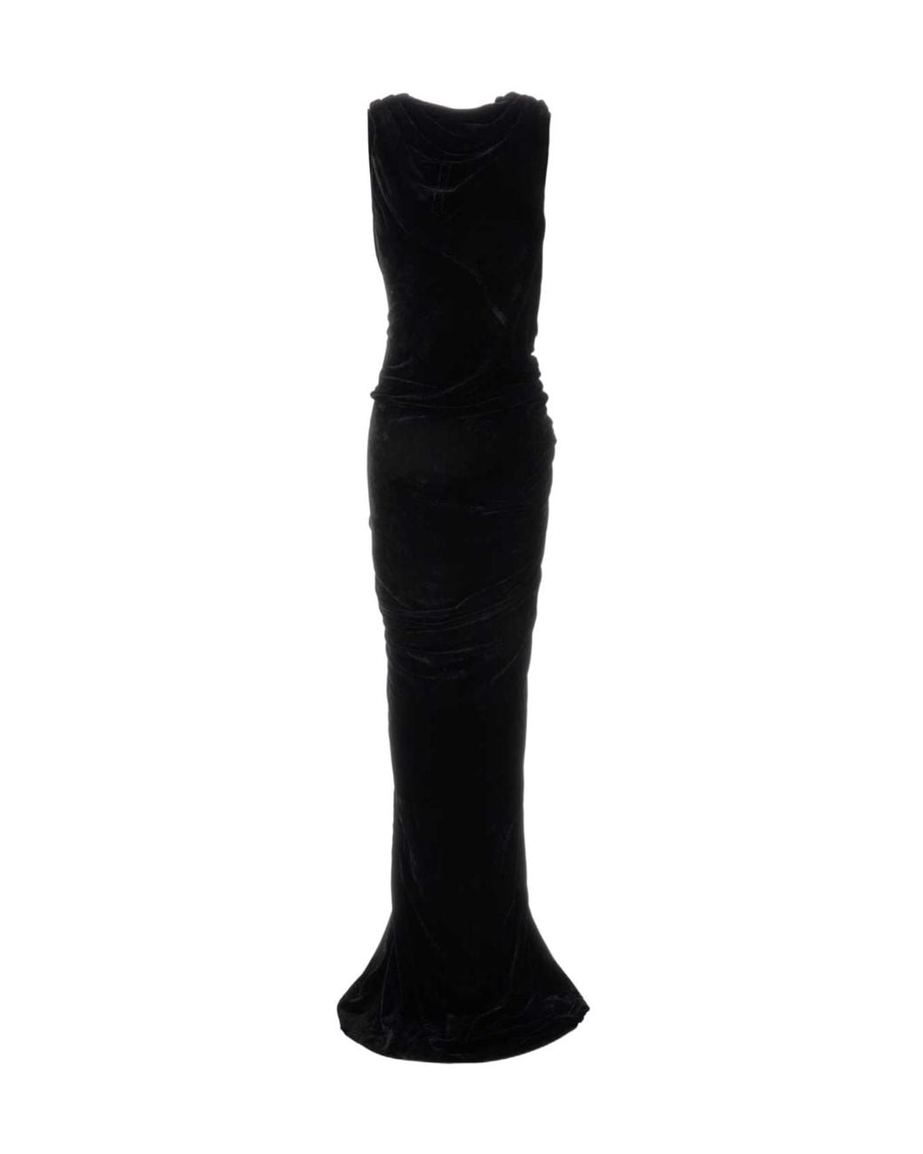 Rick Owens Black Strutter Draped Maxi Dress