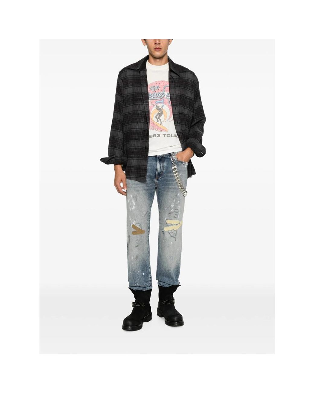 PDF CHANNEL Blue Pdf Nico Distressed Straight-Leg Jeans for men