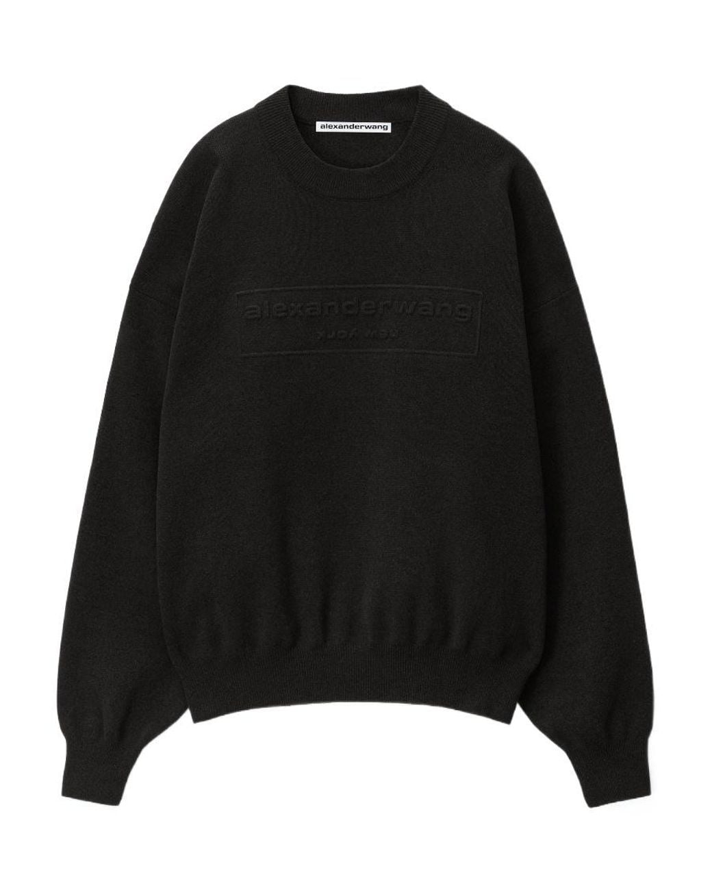 Alexander Wang Black Logo Embossed Ribbed-Knit Jumper