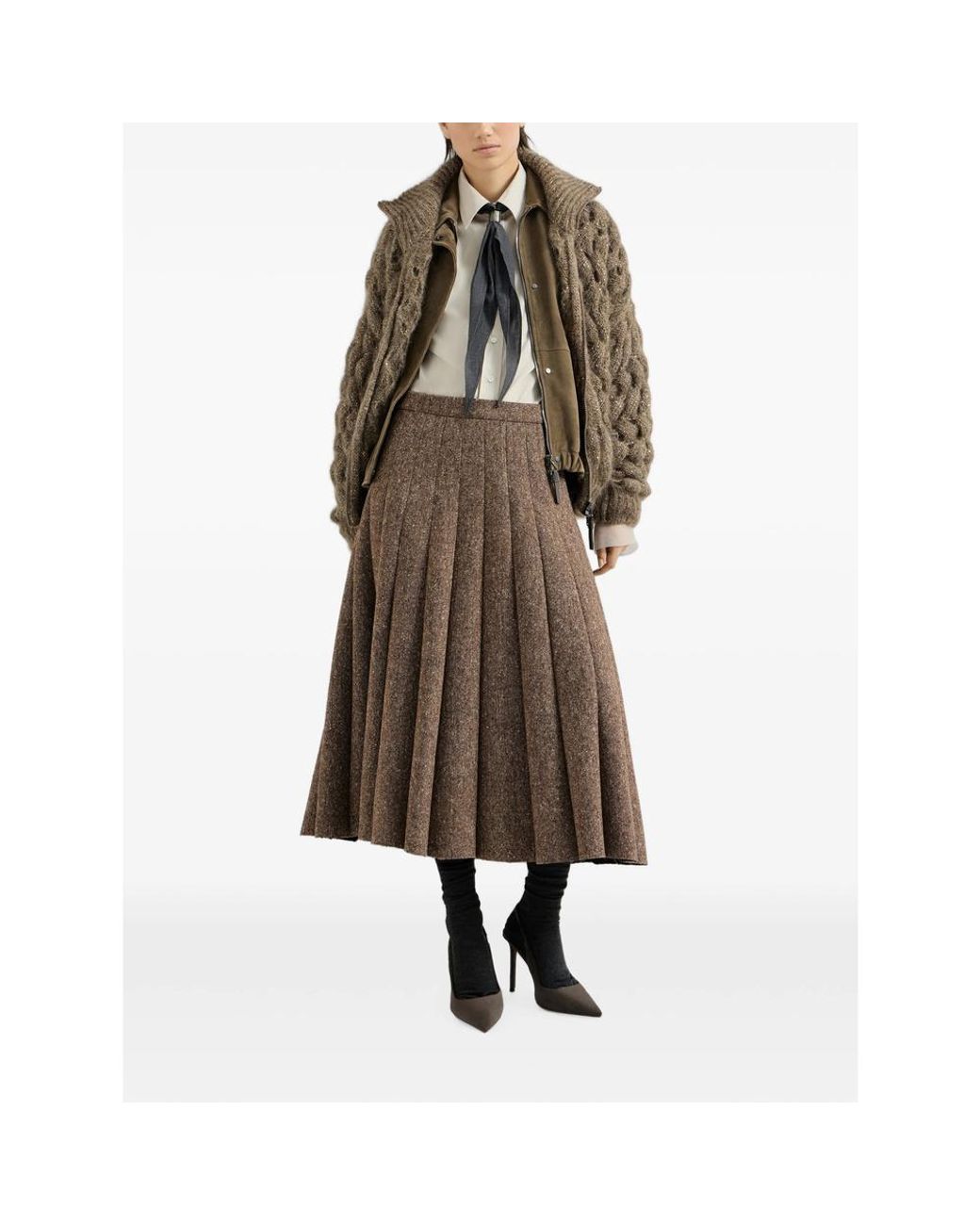 Brunello Cucinelli Brown Pleated Skirt