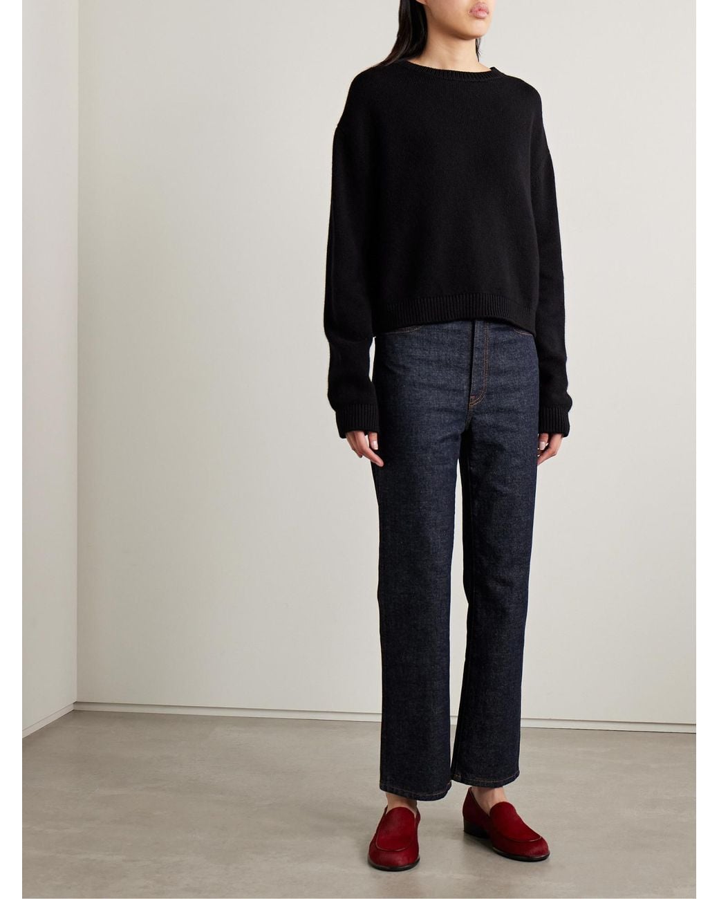 Khaite Blue High-Waisted Straight-Leg Jeans
