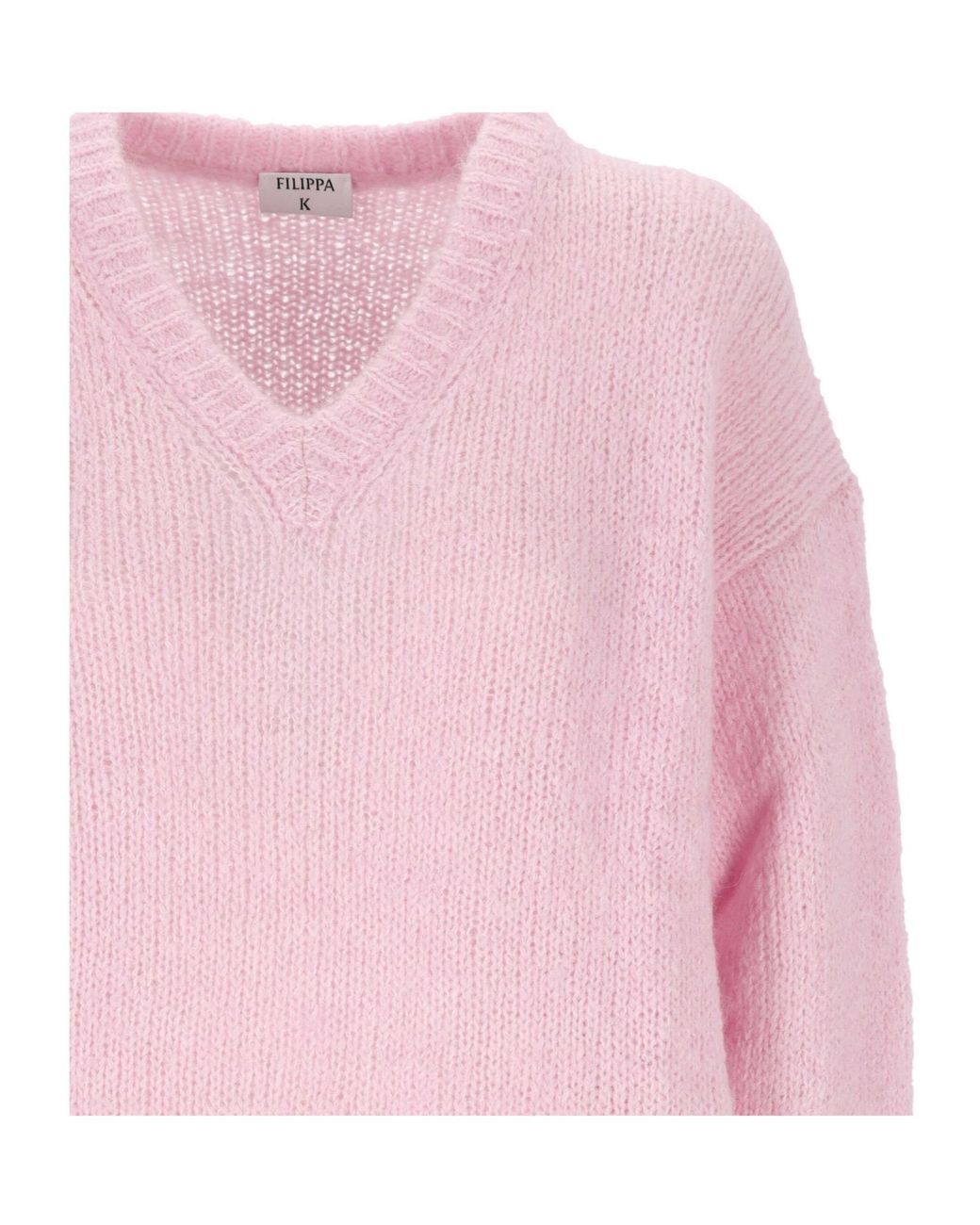 Filippa K Pink Hairy V-Neck Knitted Sweater