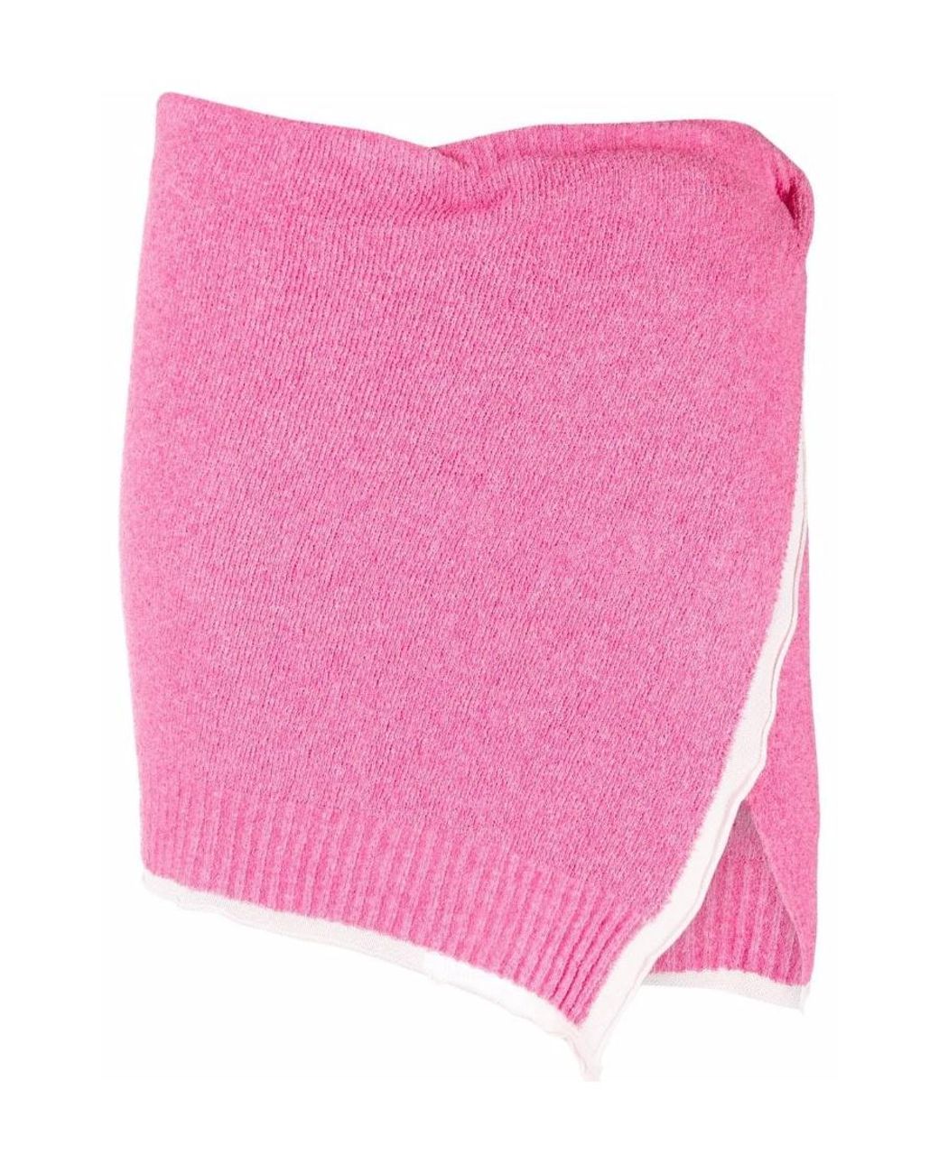 Jacquemus Pink Twisted-Wrap Knitted Mini Skirt