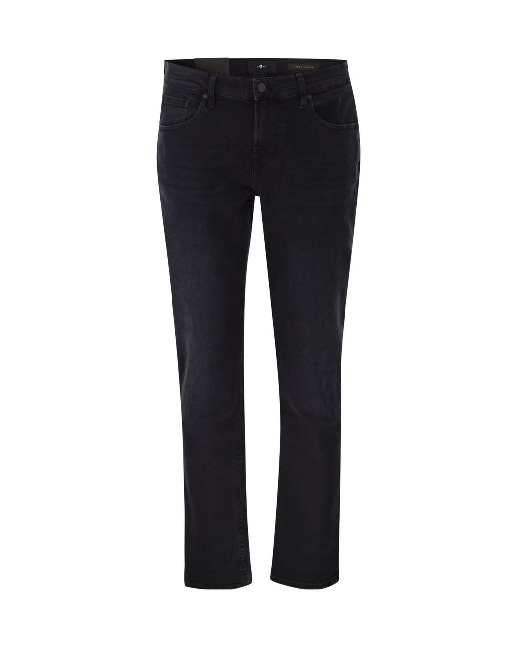 7 For All Mankind Black Slimmy Tapered Low Jeans for men