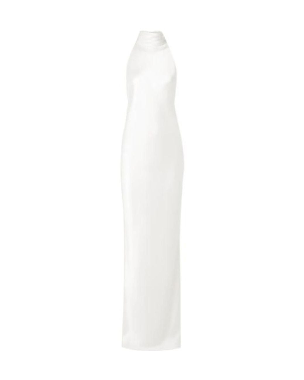Brandon Maxwell White Backless Halter Gown