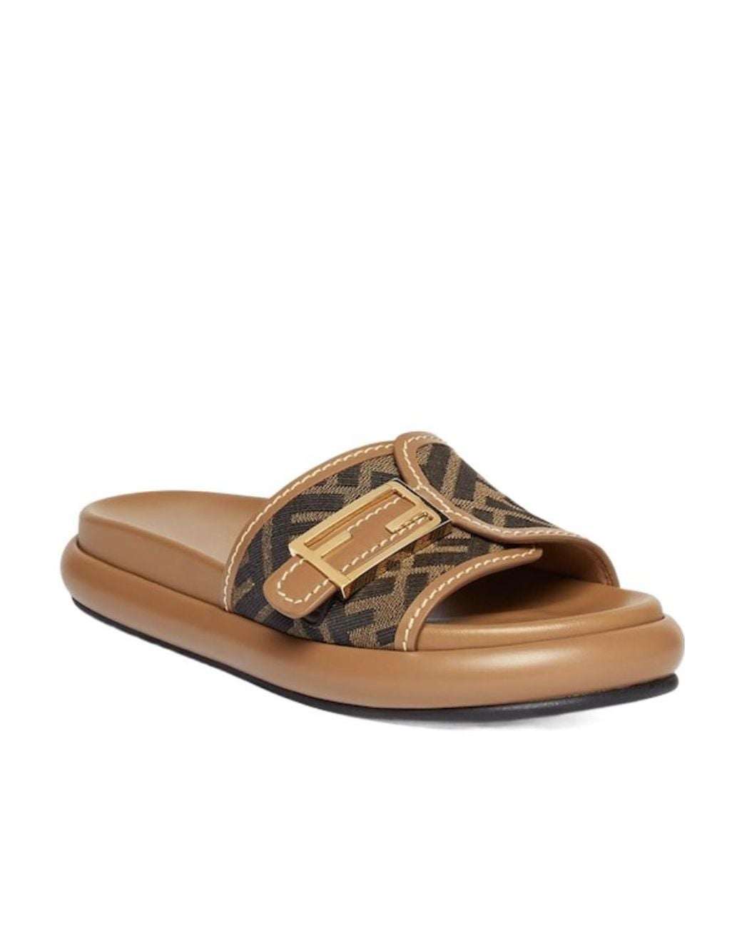 Fendi Brown Wide-Band Flat Slides