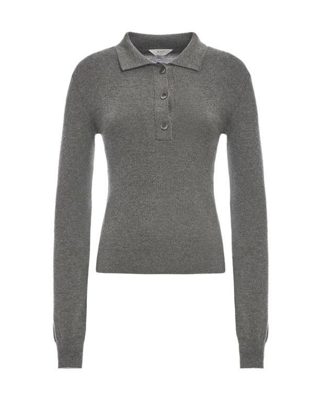 Malo Gray Long-Sleeved Buttoned Polo Shirt