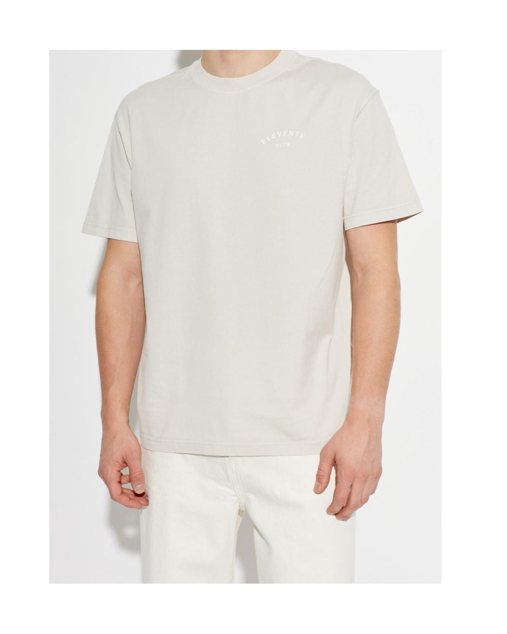 Eleventy White Logo Printed Crewneck T-Shirt for men