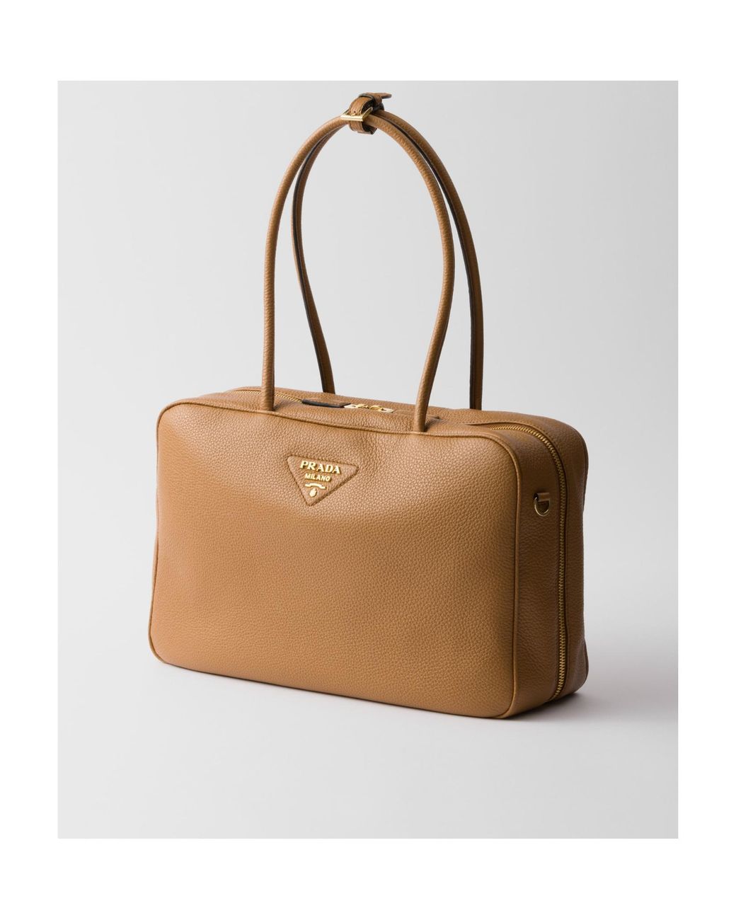 Prada Brown Zip-Up Top Handle Bag