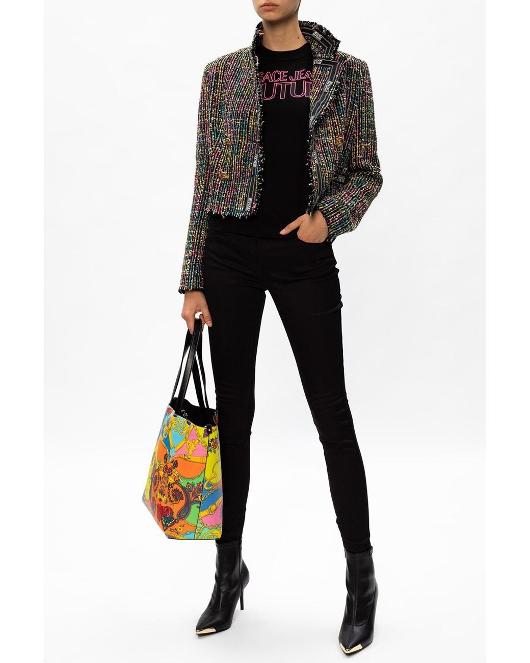 Versace Jeans Black Double-Breasted Casual Jacket