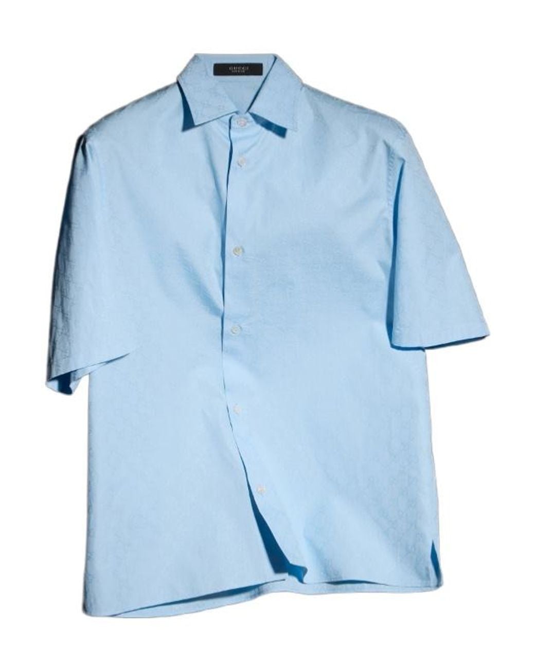 Gucci Blue Gg Cotton Poplin Shirt for men