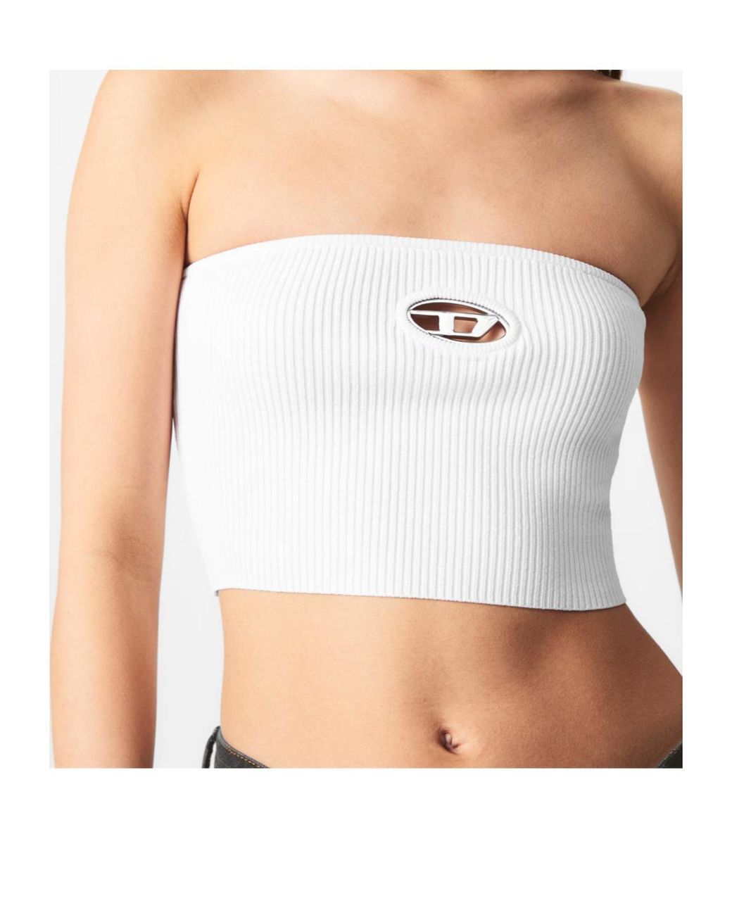 DIESEL White Short Strapless Top
