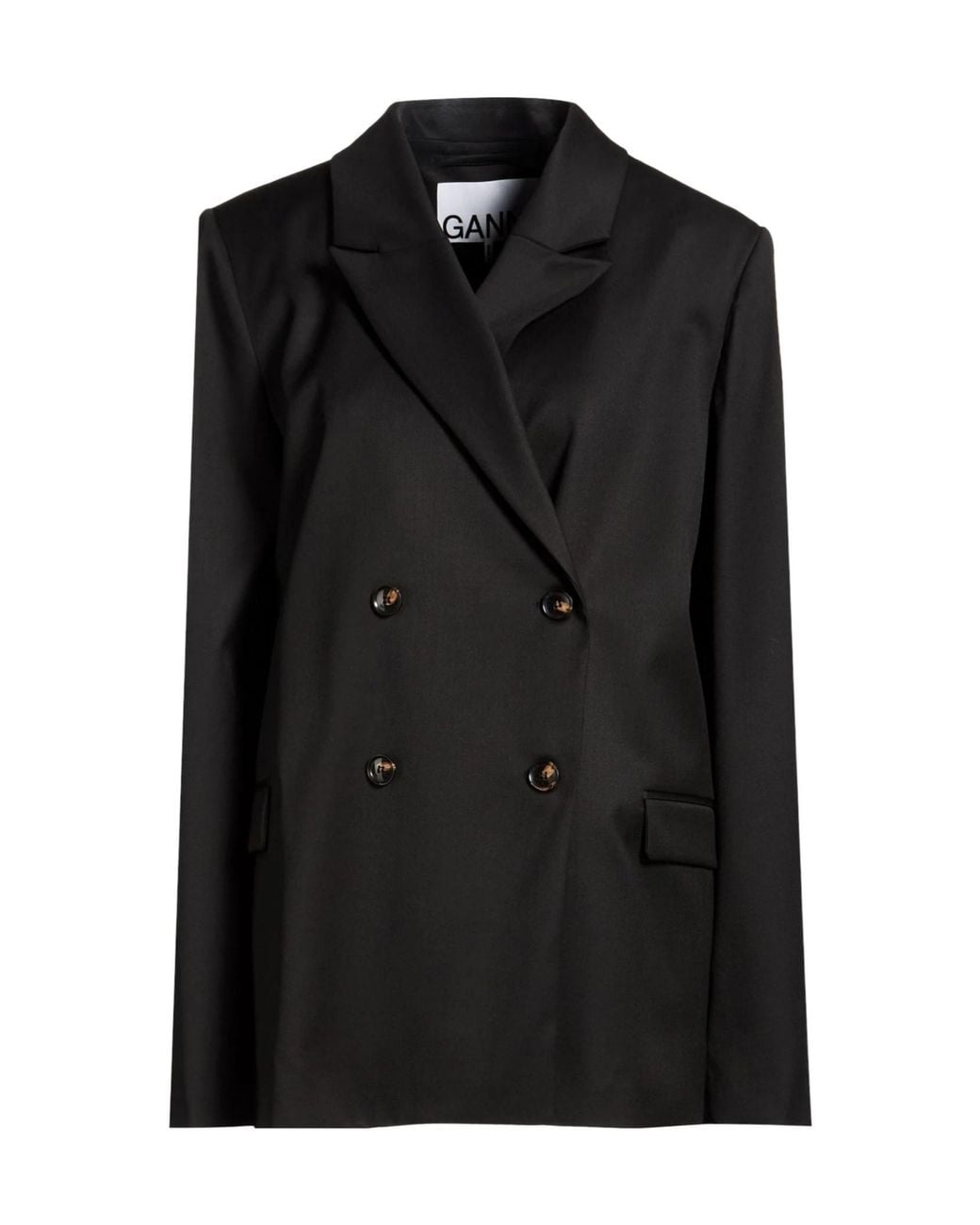 Ganni Black Double-Breasted Blazer