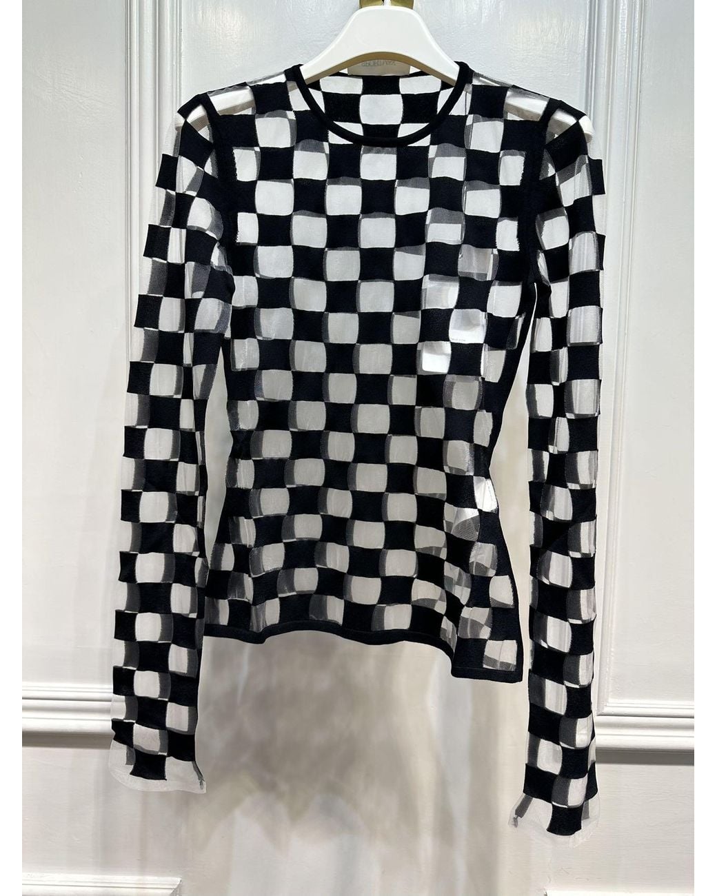 Sportmax Black Checkerboard Effect Crewneck Knitted Jumper