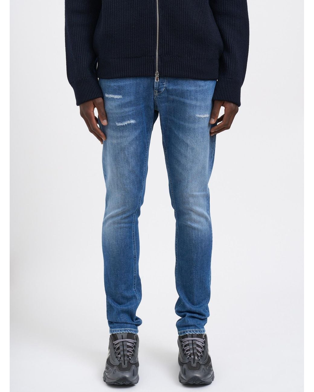 Dondup Blue Distressed, Faded Denim Trousers for men