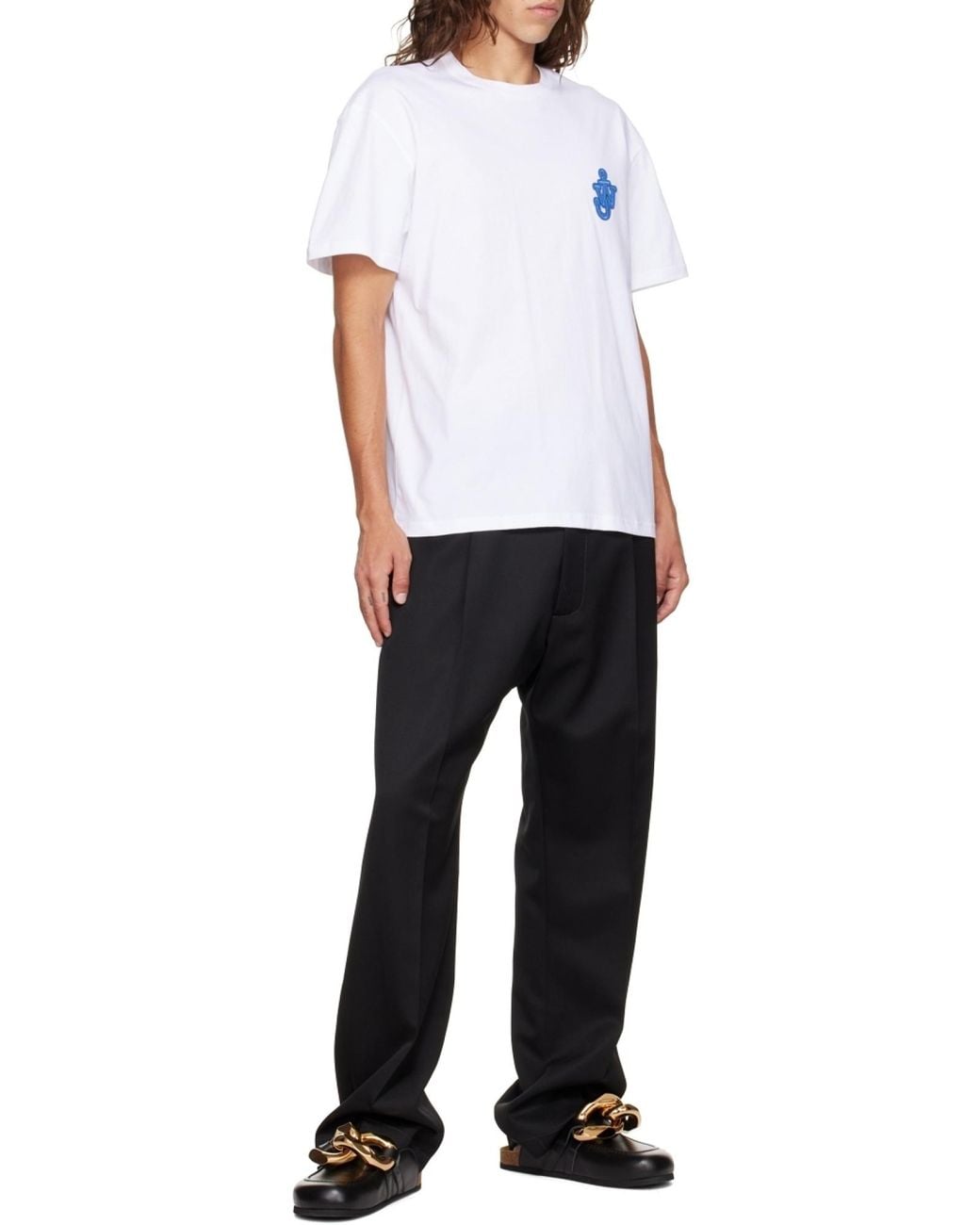 J.W. Anderson White Jw Anderson Logo Embroidered Crewneck T-Shirt for men