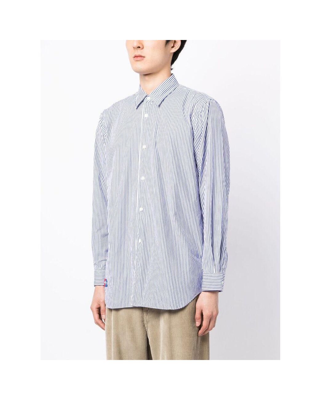 COMME DES GARÇONS PLAY Blue Lapel Long-Sleeved Shirt for men
