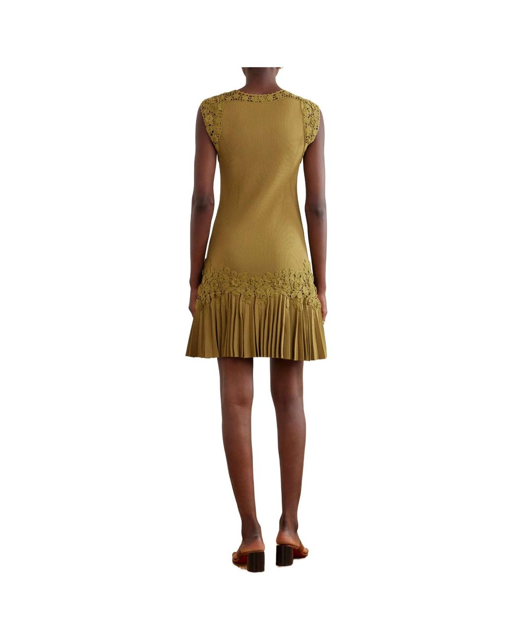 Ulla Johnson Green Crochet-Trimmed Ribbed Mini Dress