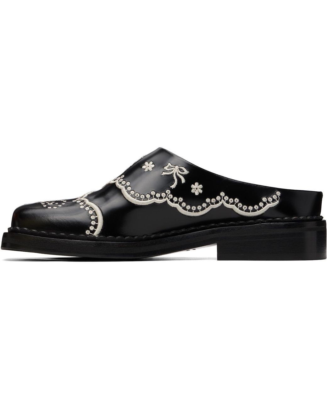 Simone Rocha Black Embroidered Leather Mules for men