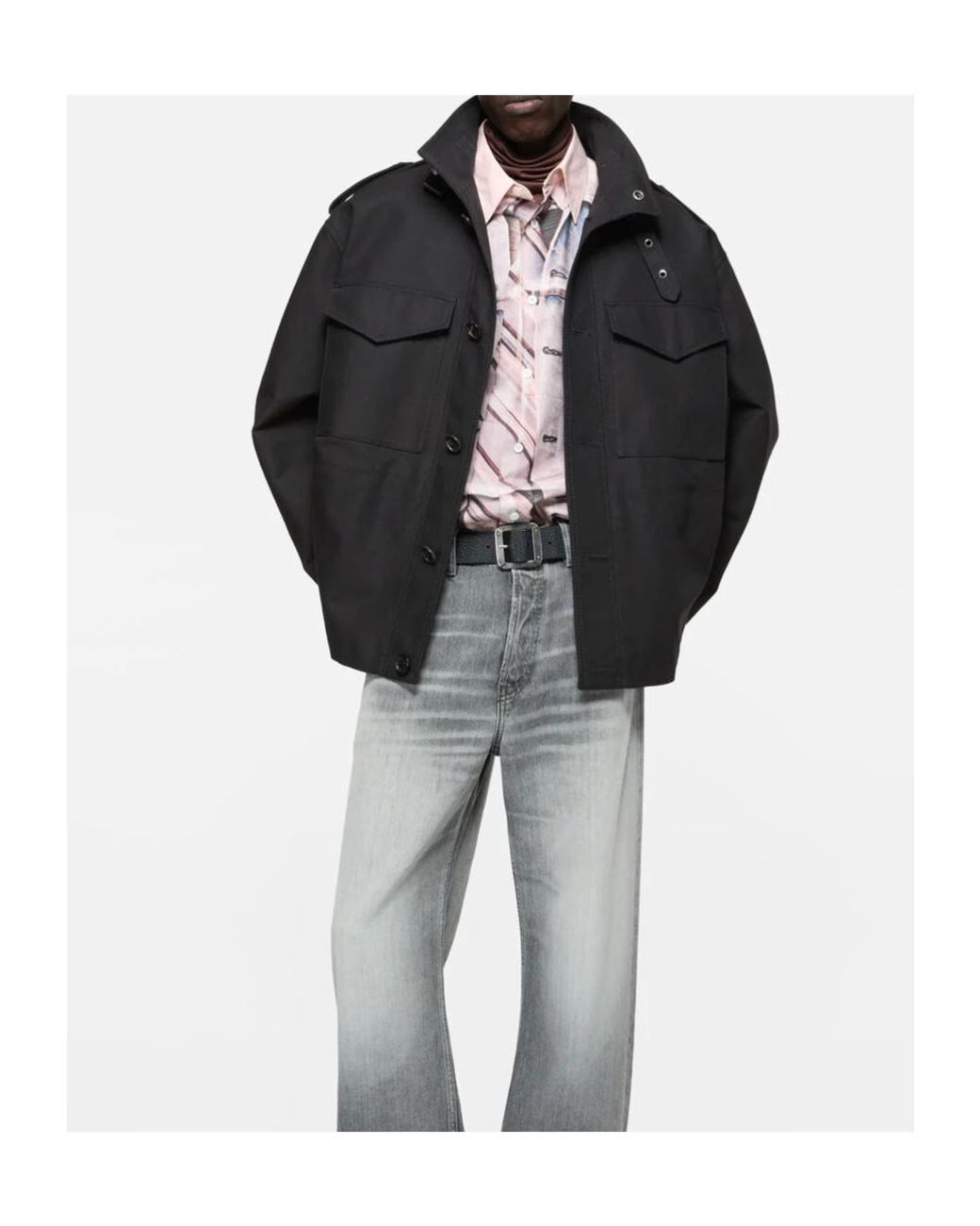 Acne Black Cotton Satin Blouson Jacket for men
