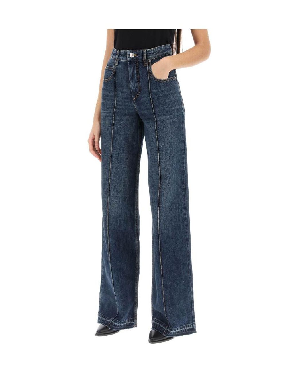 Isabel Marant Blue Noldy Logo-Patch Jeans