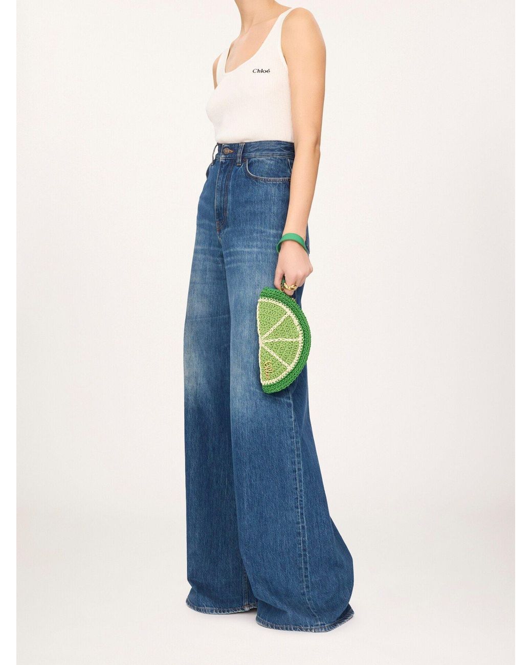 Chloé Green Tropicus Lime Slice Crochet Clutch Bag