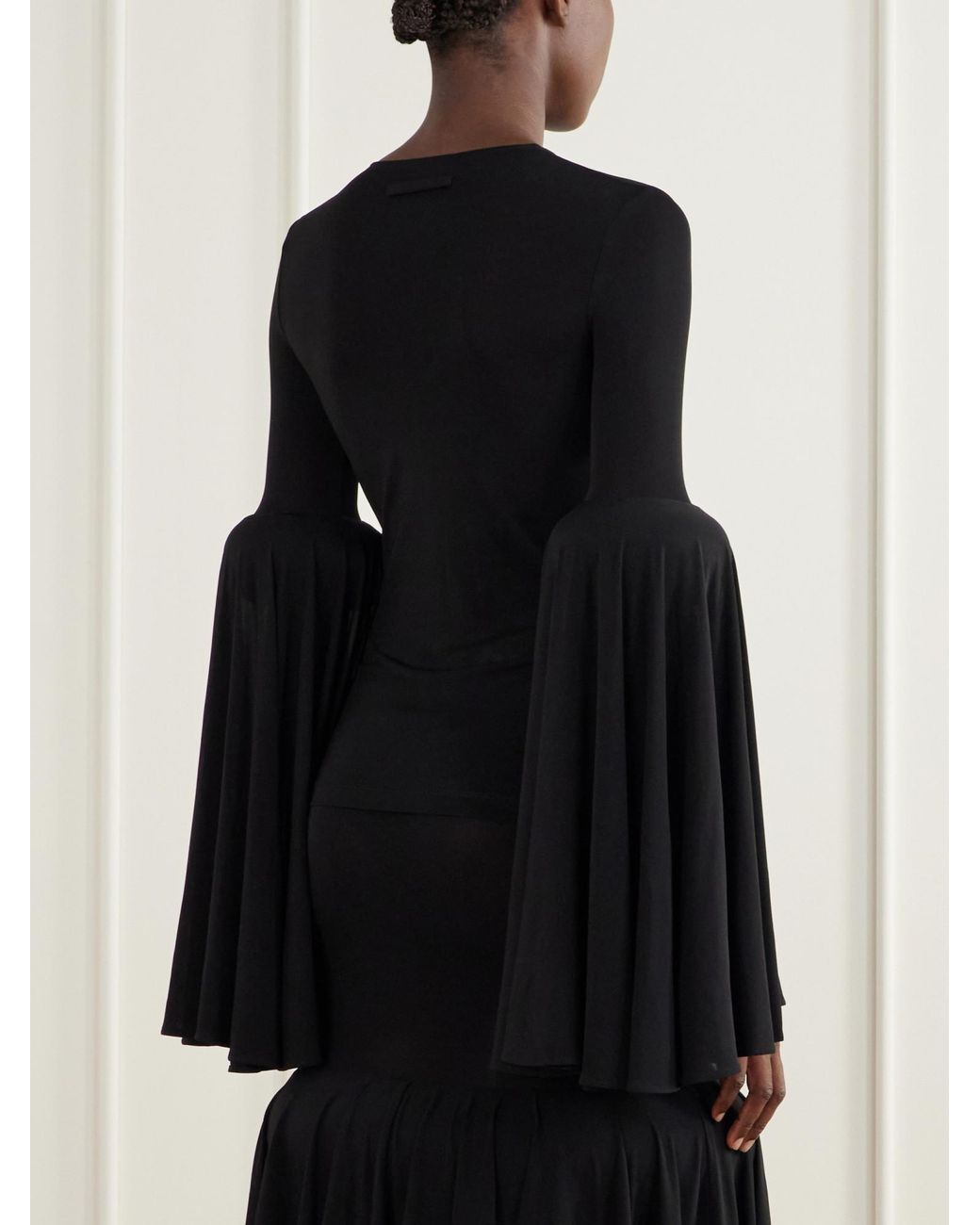 Jean Paul Gaultier Black Gathered Jersey Blouse
