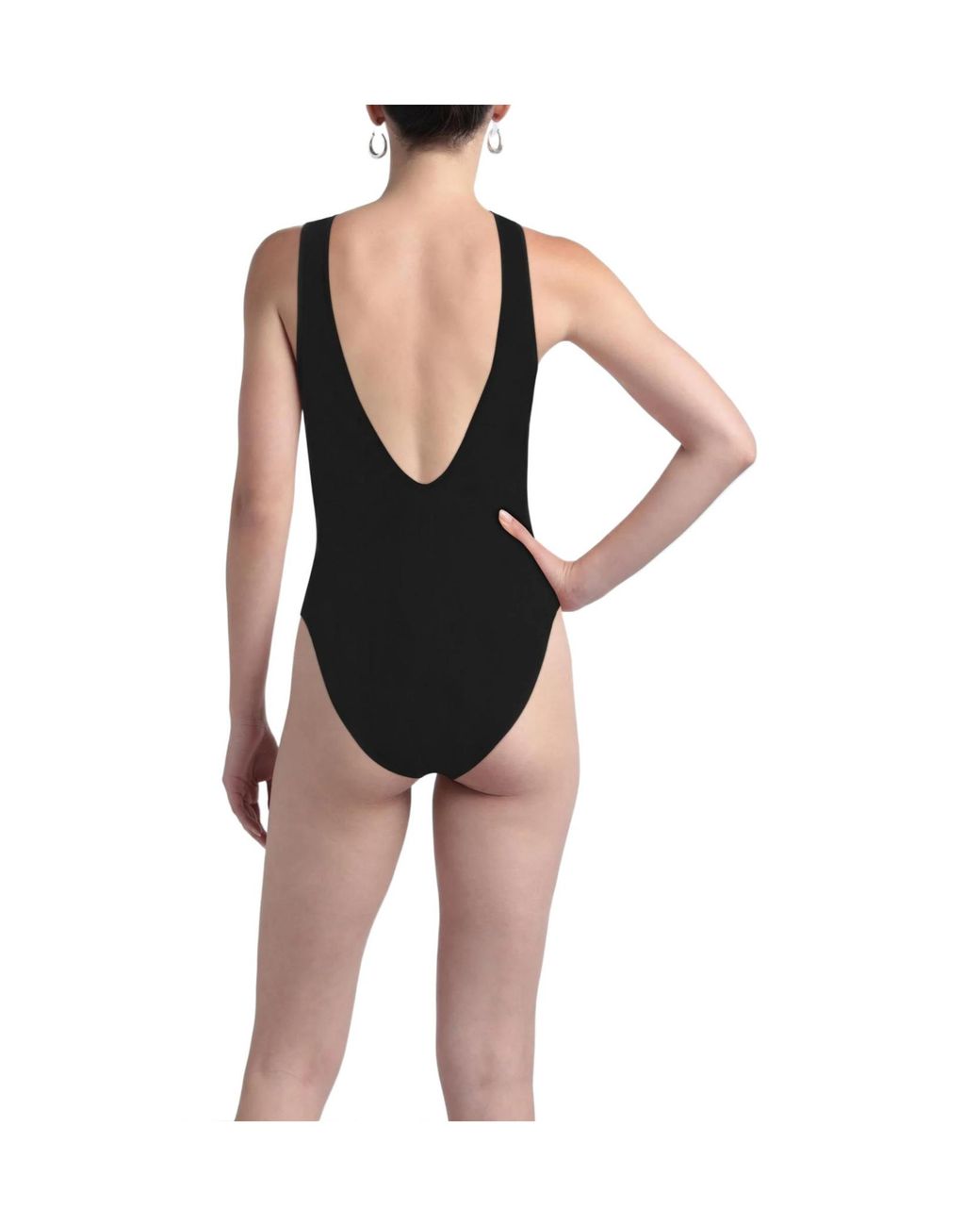 Ganni Black Solid-Color Stretch Bikini