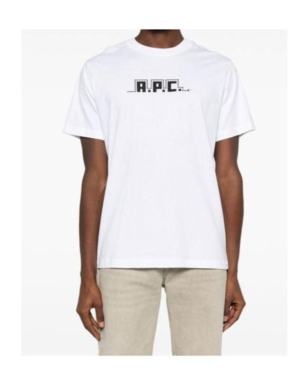 A.P.C. White Logo Printed Crewneck T-Shirt for men