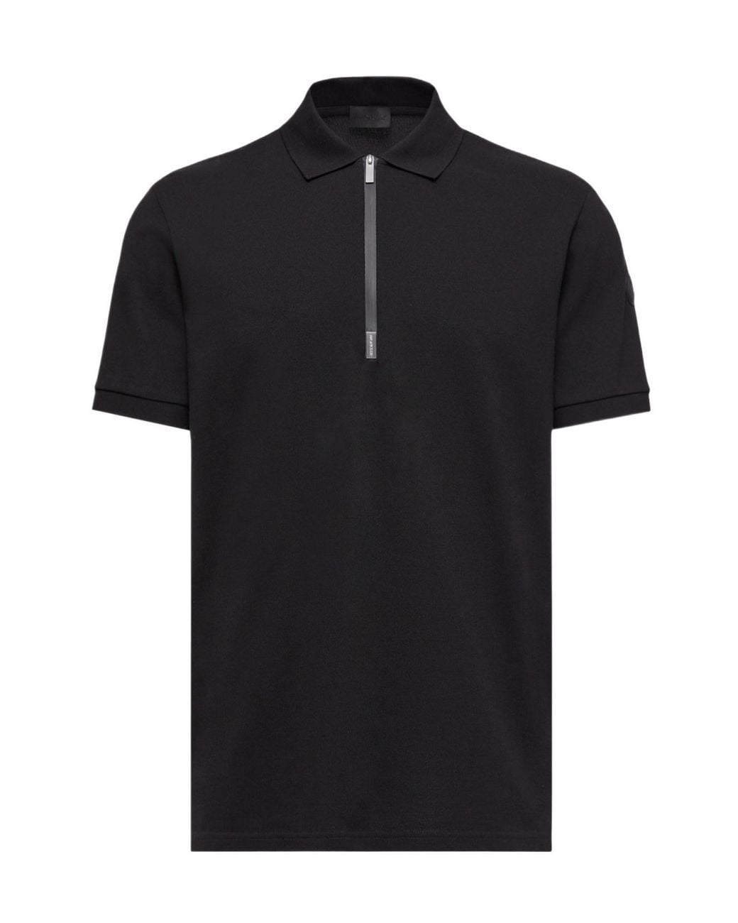 Moncler Black Logo Patch Short-Sleeved Polo Shirt for men