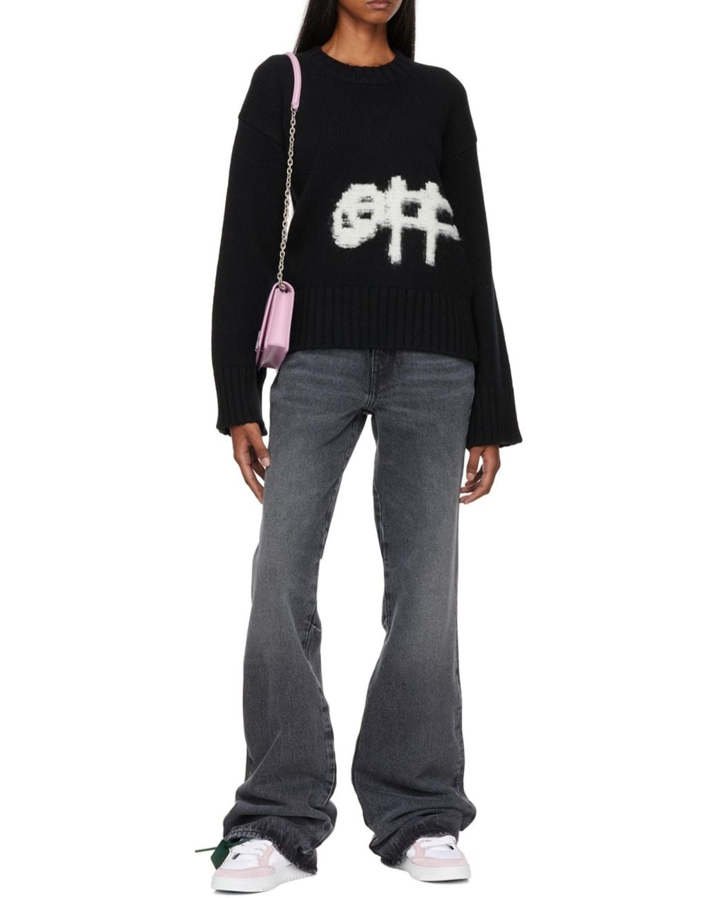 Off-White c/o Virgil Abloh Black Logo-Intarsia Knit Jumper
