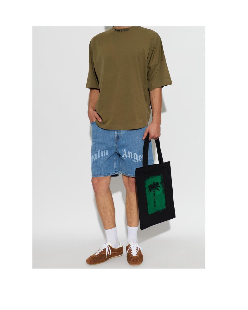 Palm Angels Green Short-Sleeved T-Shirt for men