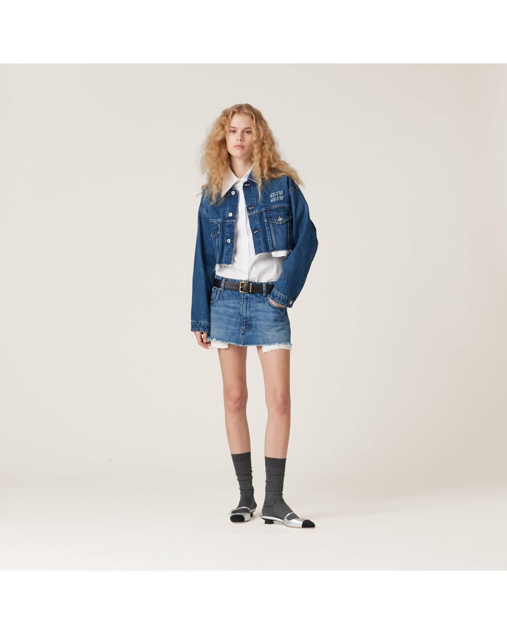 Miu Miu Blue Cropped Denim Jacket